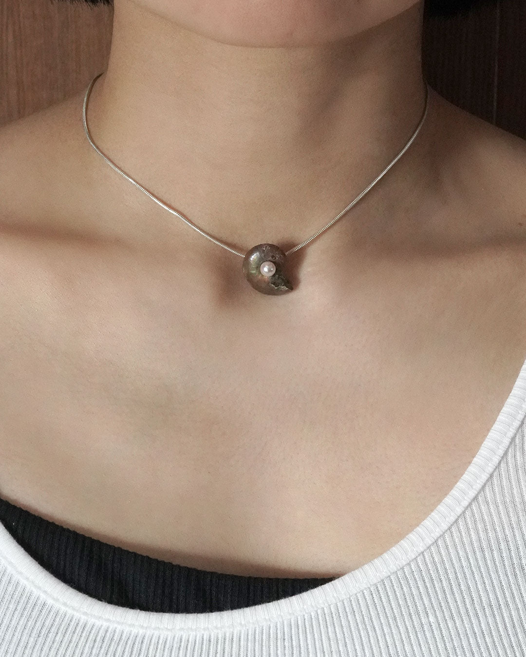ammonite akoya necklace