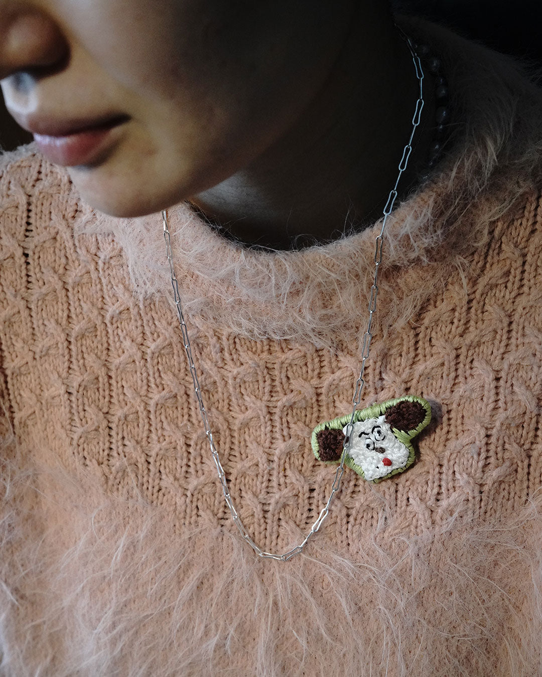 curve clip chain necklace long